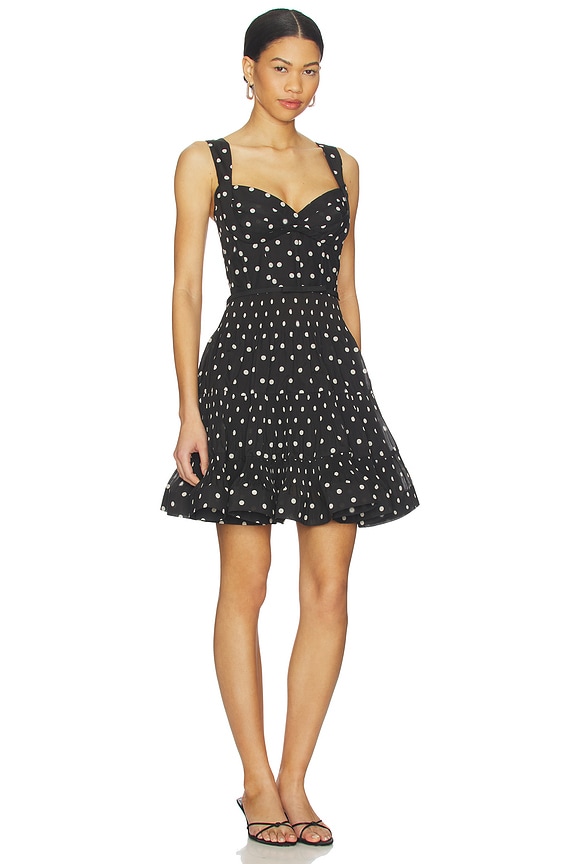 view 2 of 3 Pleated Draped Mini Dress in Black Dot