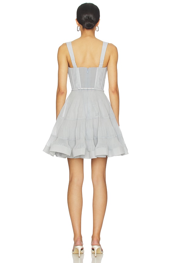 Zimmermann Pleated Draped Mini Dress in Steel Blue | REVOLVE