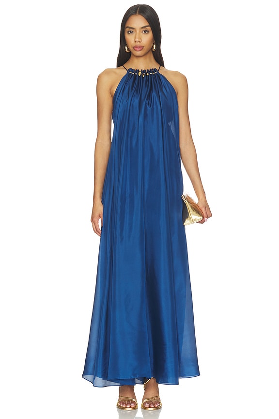 view 1 of 4 Aster Gathered Bead Maxi Dress in Dark Cobalt