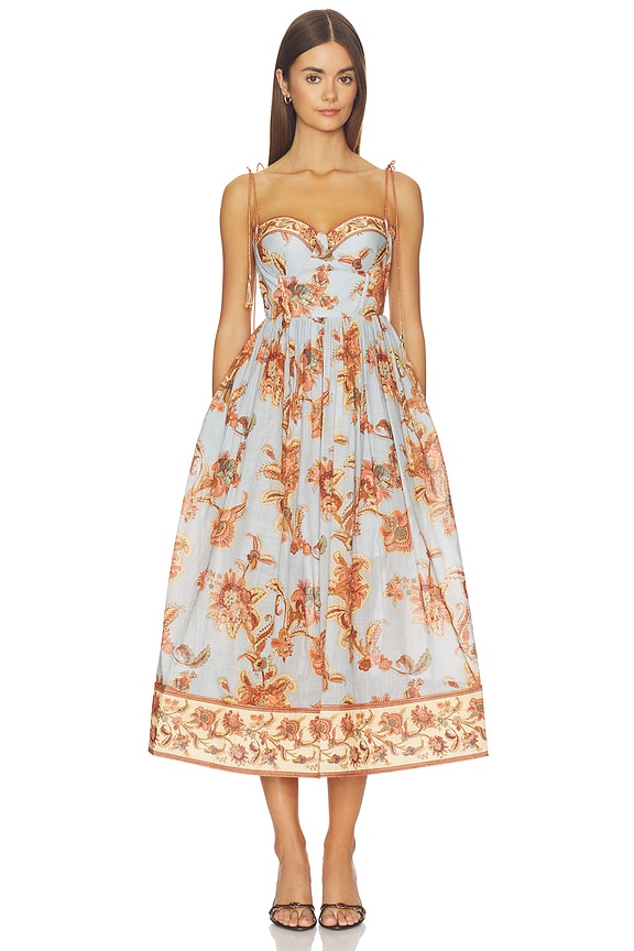 view 1 of 3 VESTIDO MIDI ESTILO CORSÉ ASTER in Blue Jacobean
