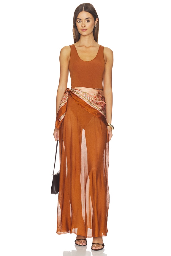 view 1 of 3 MAXIVESTIDO ASTER SCARF in Tan Print