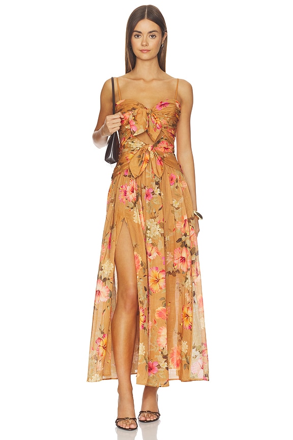 view 1 of 3 VESTIDO MIDI MAHON in Tan Hibiscus