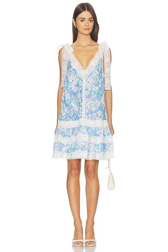 view 1 of 4 Solstice Lantern Mini Dress in Blue Multi Floral