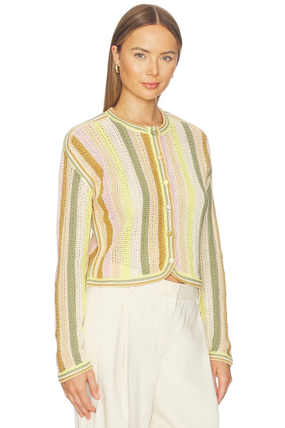 view 2 of 5 CARDIGAN MAILLE CROCHET INDRA STRIPE in Multi