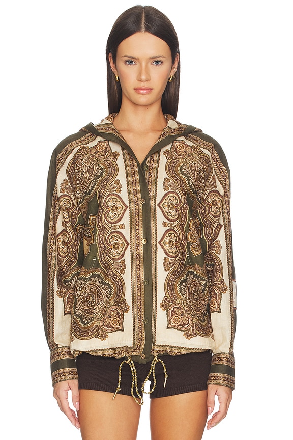 view 2 of 5 Mahon Hooded Shirt in Olive Paisley