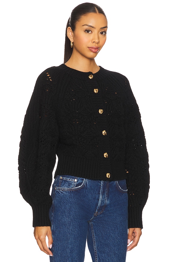 view 2 of 4 Hypnotic Cable Knit Cardigan in Black