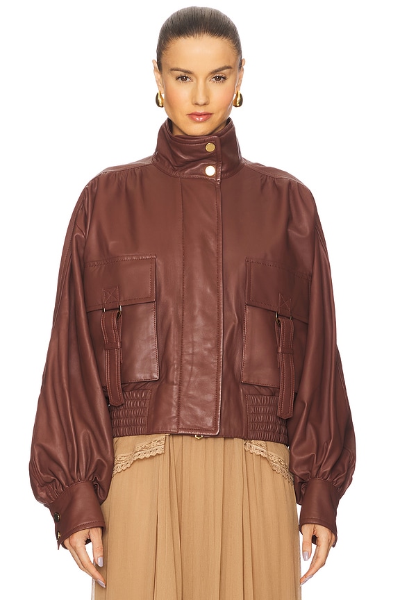 view 2 of 5 CHAQUETA BIKER DE CUERO in Rosewood