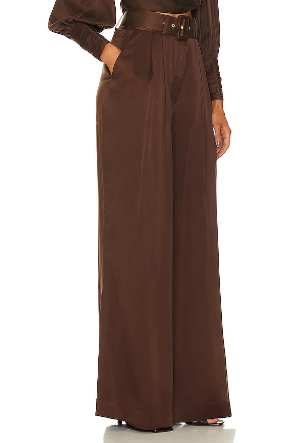 view 2 of 4 Silk Tuck Pant in Chocolate