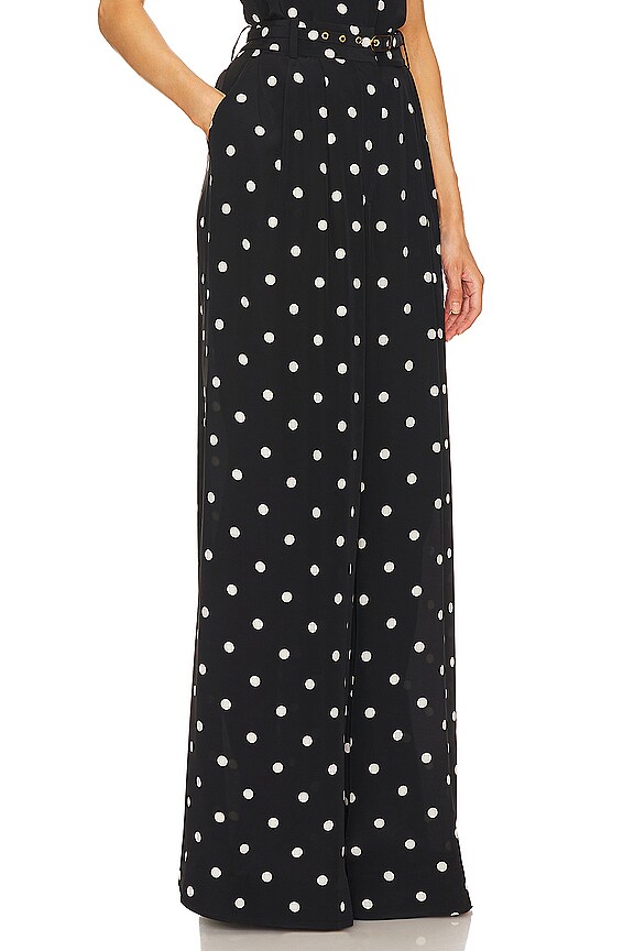 view 2 of 4 Double Tuck Pant in Black With Cream Dot