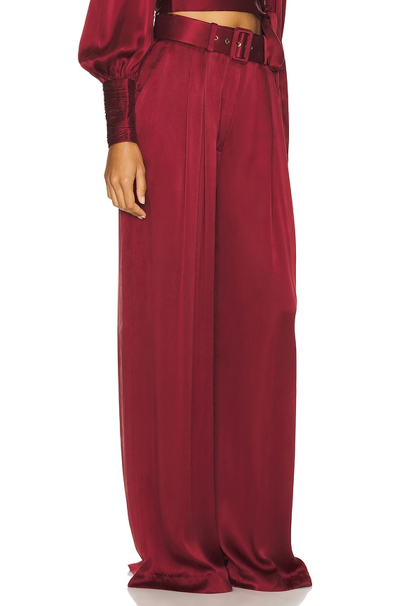 view 2 of 6 PANTALÓN SILK TUCK in Burgundy