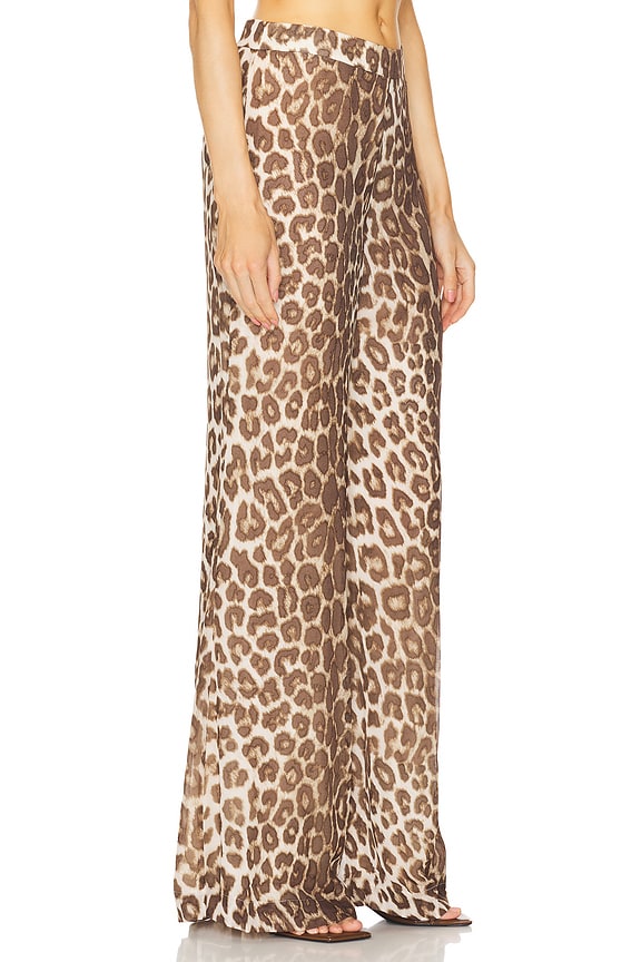 view 2 of 6 PANTALON FLARE in Chocolate Leopard