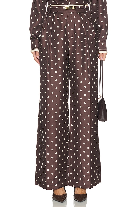 view 1 of 6 Dot Straight Pant in Chocolate Dot