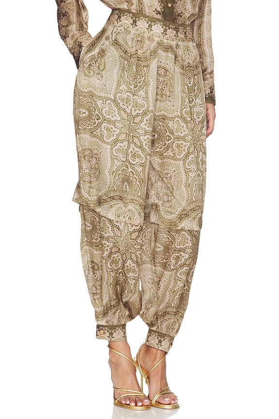 view 2 of 6 PANTALON LUNA in Olive Perla Paisley