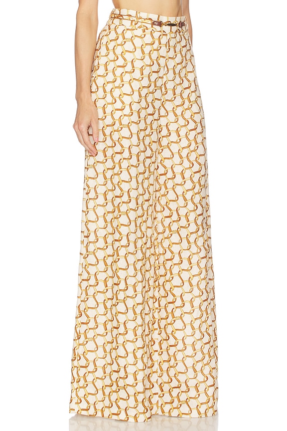 view 2 of 6 PANTALON JAMBES LARGES AVEC CEINTURE in Cream Ribbon