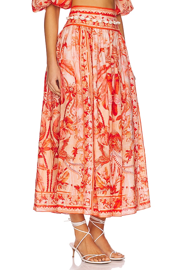 view 2 of 4 Yoke Midi Skirt in Red Palm