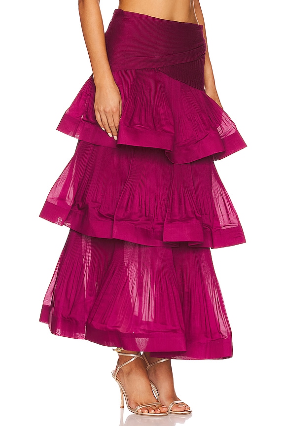 view 2 of 4 Pleated Midi Skirt in Berry