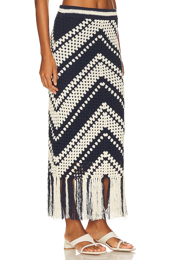 view 2 of 4 Chintz Crochet Skirt in Cream & Navy
