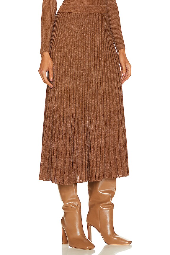 view 2 of 5 FALDA MIDI DE LÚREX in Tan