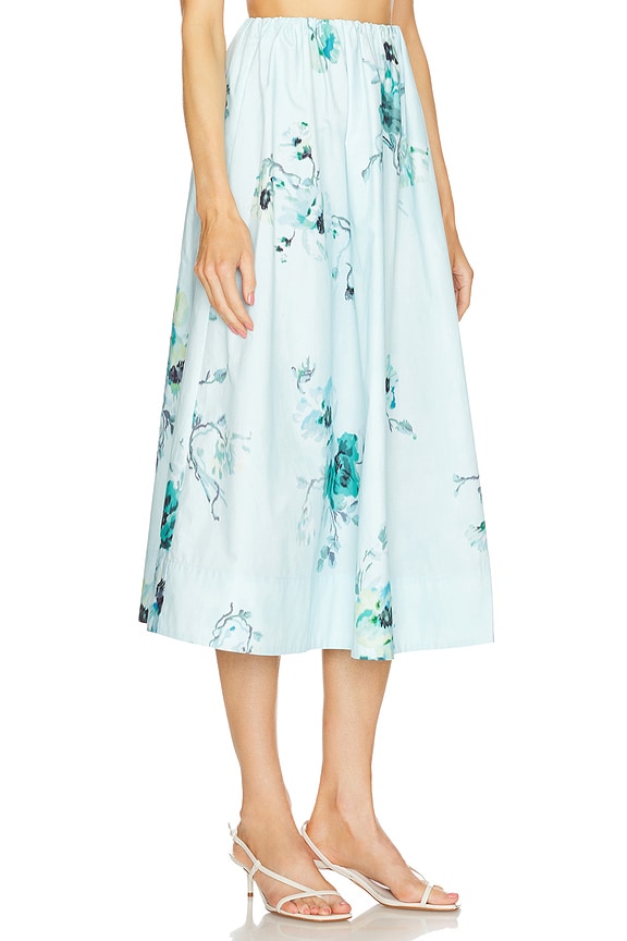 view 2 of 4 Lightburst Gathered Midi Skirt in Aqua Floral