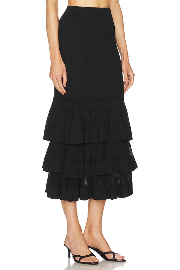 view 2 of 6 Story 1 Tiered Ruffle Skirt in Black