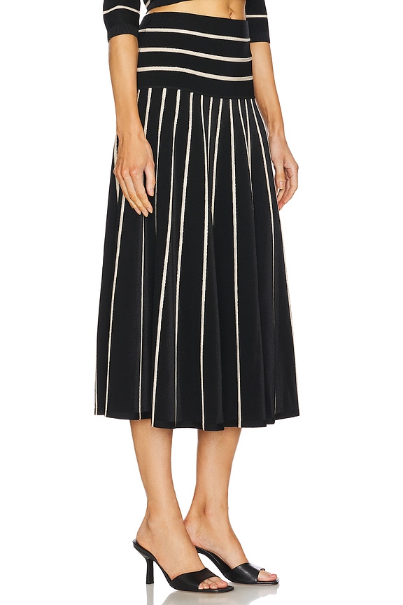 view 2 of 6 JUPE MIDI CRUSH STRIPE in Black & Cream