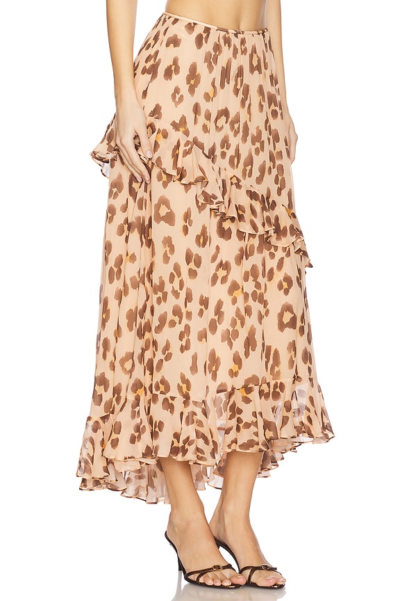 view 2 of 6 Illuminate Asymmetric Skirt in Peach Leopard