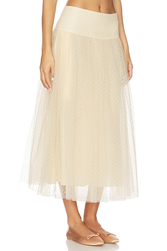 view 2 of 6 Tulle Dot Midi Skirt in Cream