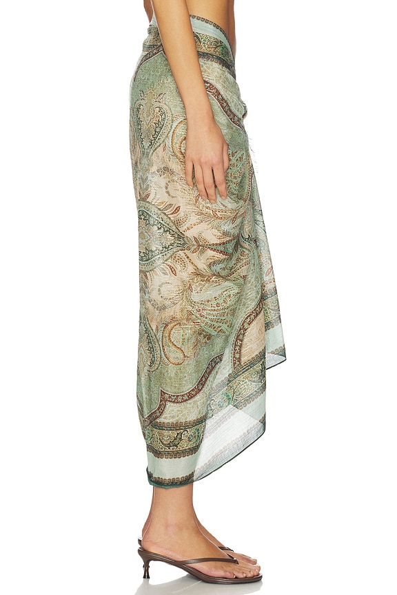 view 2 of 6 Printed Cotton Pareo in Tapestry Teal Multi