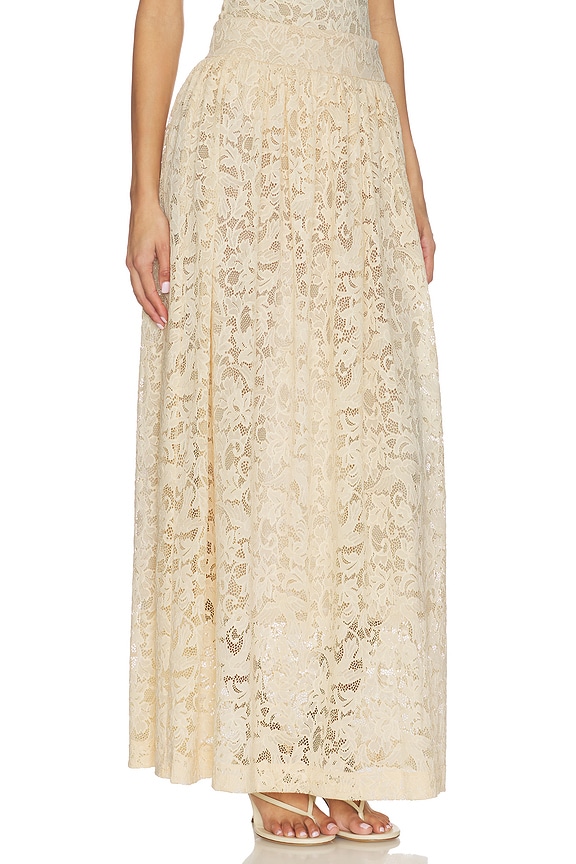 view 2 of 6 Lace Gathered Maxi Skirt in Cream