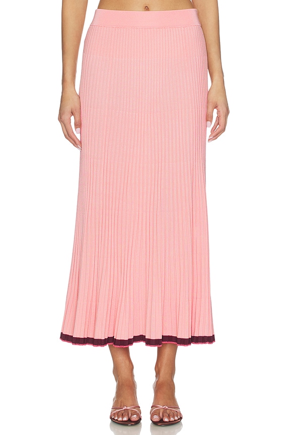 view 1 of 6 Contrast Rib Midi Skirt in Soft Pink Multi
