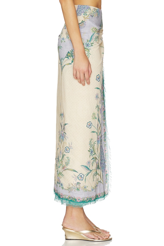 view 2 of 6 Printed Cotton Pareo in Cream Floral
