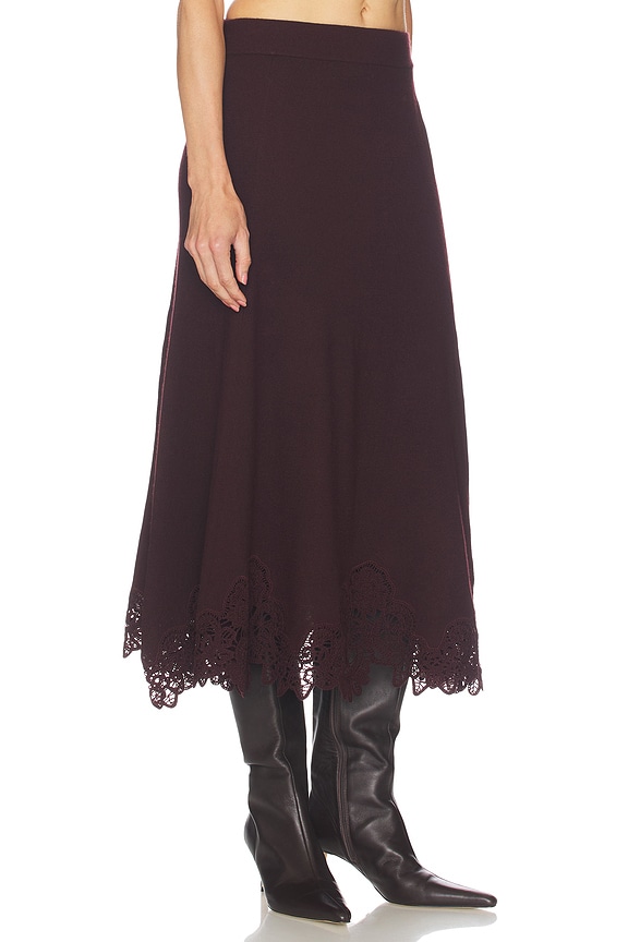 view 2 of 6 Valiant Merino Lace Skirt in Mahogany
