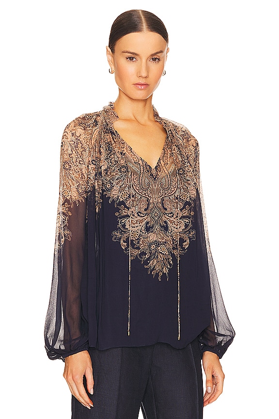 view 2 of 4 NATURA BILLOW 블라우스 in Navy Paisley