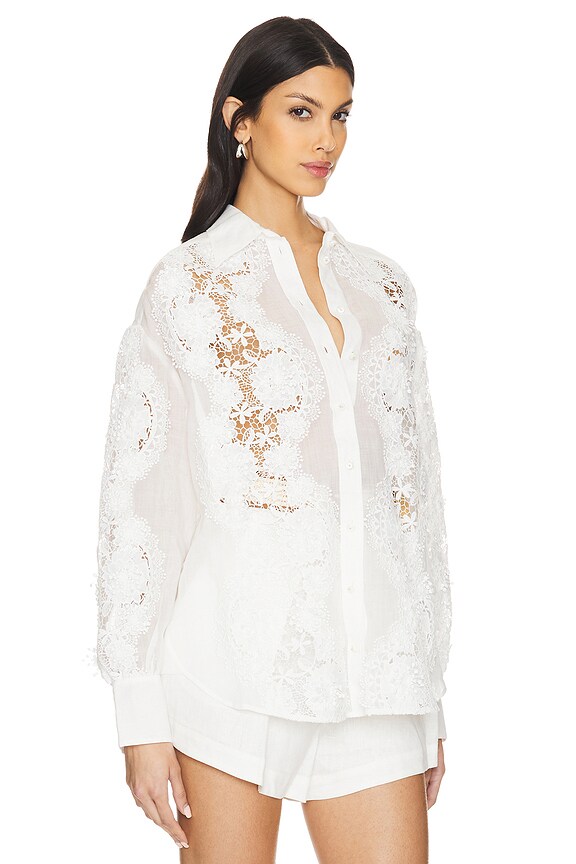 view 2 of 5 Halliday Lace Flower Shirt in Ivory