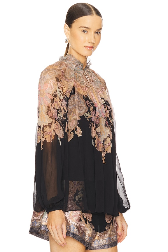 view 2 of 4 Illustration Billow Blouse in Black Paisley