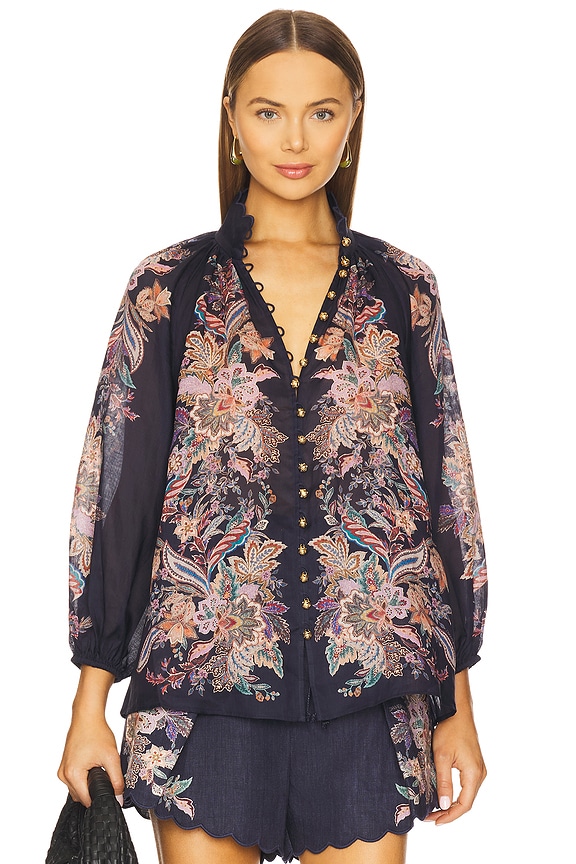 view 2 of 5 Rhiannon Billow Blouse in Navy Multi Paisley