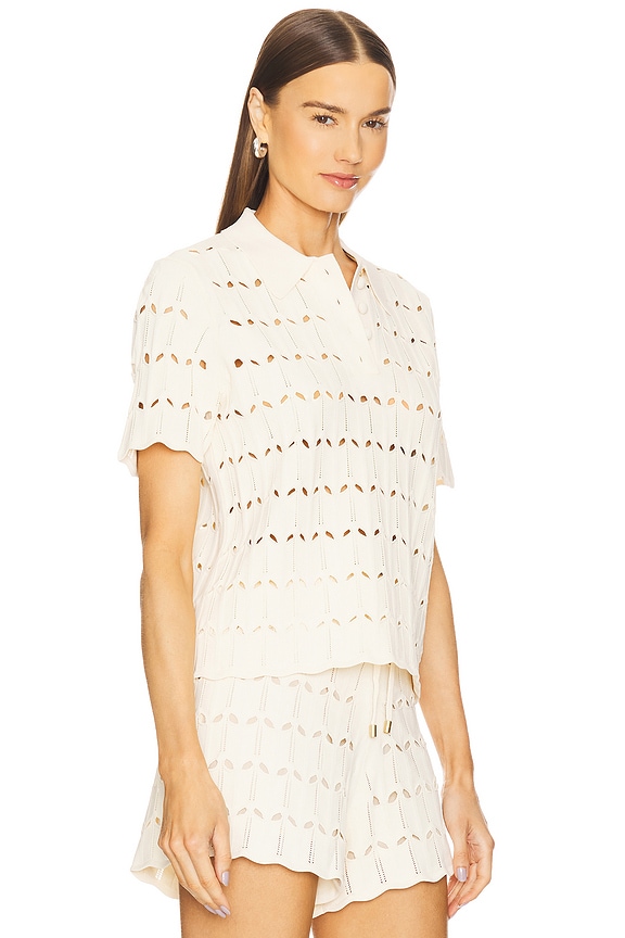 view 2 of 5 Rhiannon Pointelle Polo in Cream