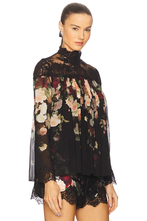 view 2 of 4 레이스 요크 블라우스 in Black Cascade