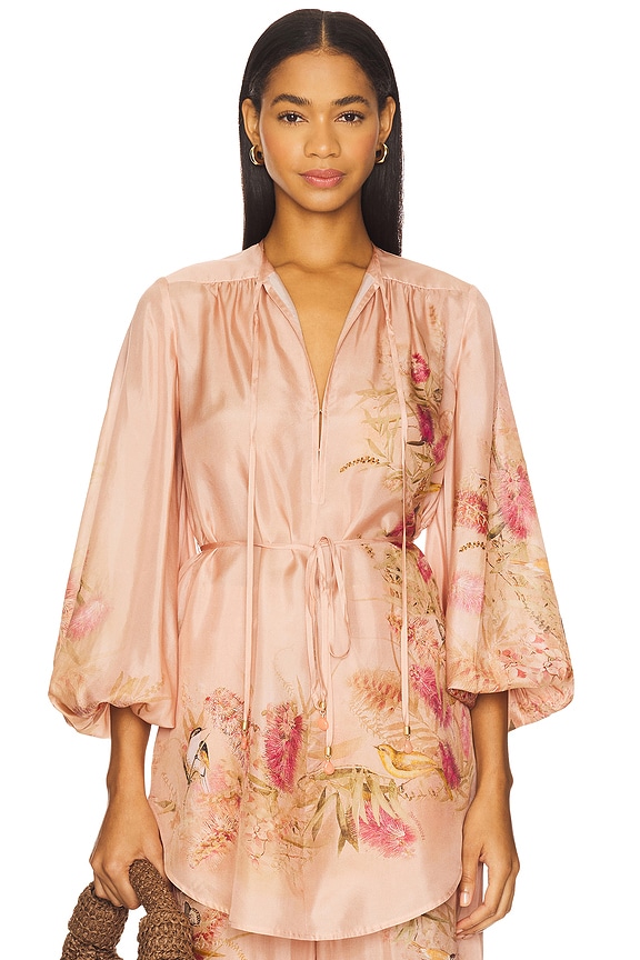 view 2 of 6 Cascadian Tunic Top in Pink Botanical Floral