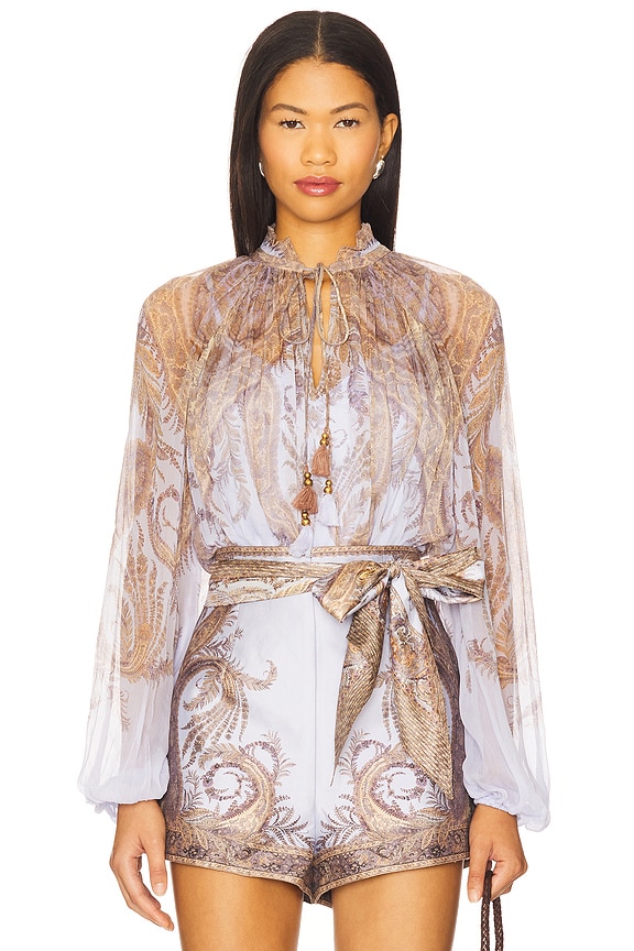 view 2 of 5 Billow Blouse in Lilac Paisley