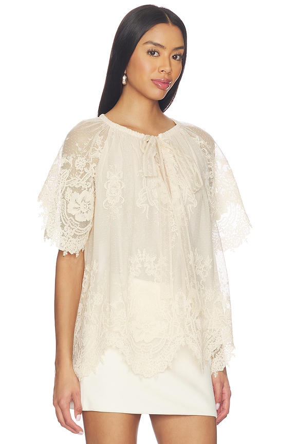 view 2 of 4 Luna Lace Flutter Blouse in Cream