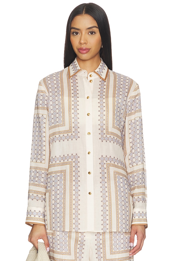 view 2 of 5 Fitted Shirt in Cream & Navy Geo