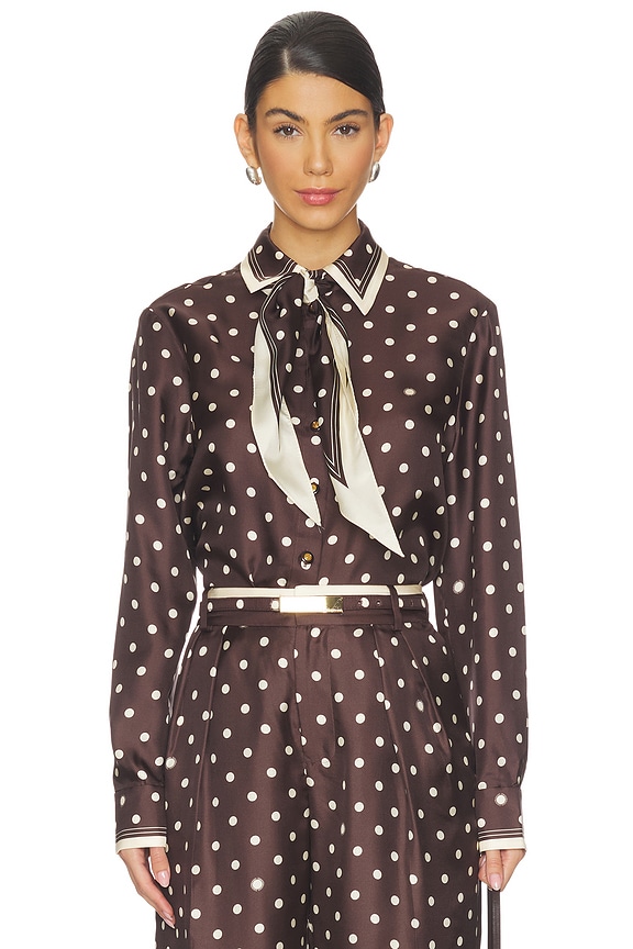 view 1 of 5 Dot Relaxed Shirt in Chocolate Dot