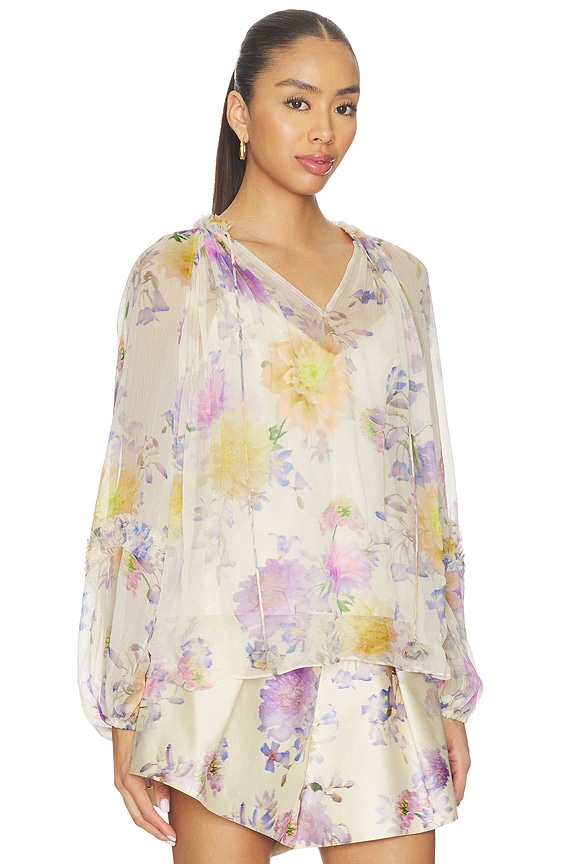 view 2 of 4 Luna Ruffle Billow Blouse in Cream Dahlia