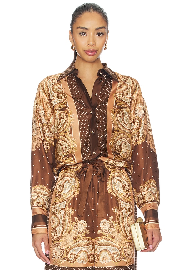 view 1 of 5 Luna Relaxed Shirt in Caramel Paisley