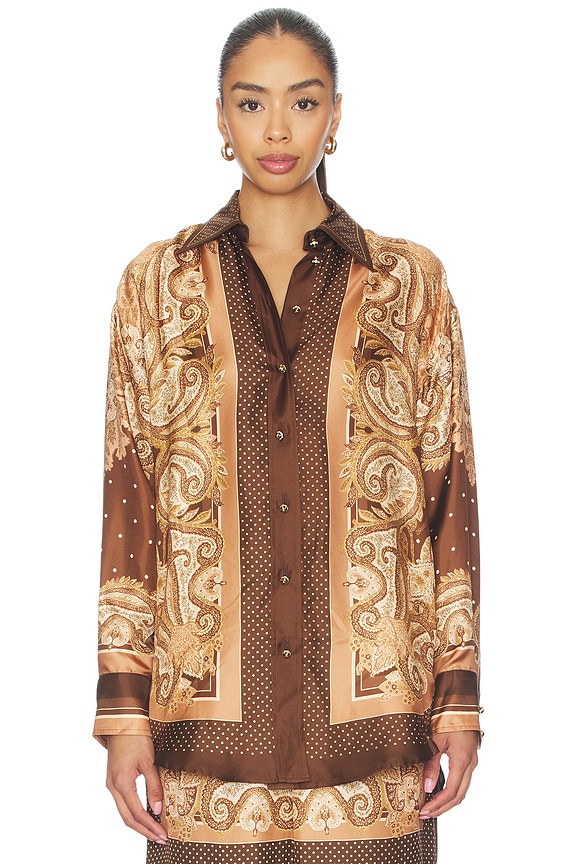 view 2 of 5 Luna Relaxed Shirt in Caramel Paisley