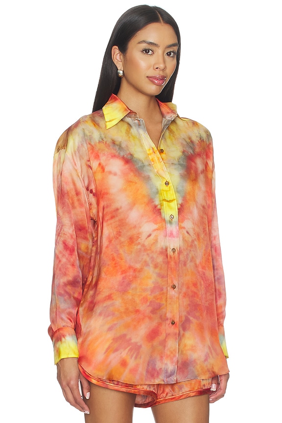 view 2 of 4 Alchemy Relaxed Satin Shirt in Ruby Tie Dye