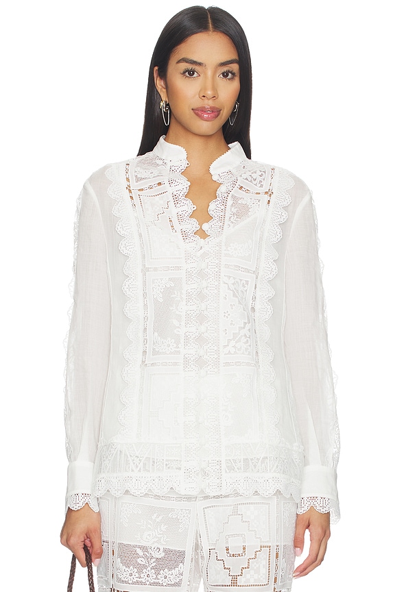view 1 of 4 Aster Embroidered Blouse in Ivory