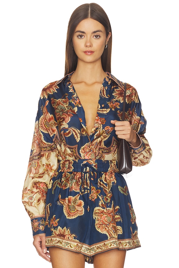 view 1 of 5 Aster Relaxed Shirt in Navy Jacobean