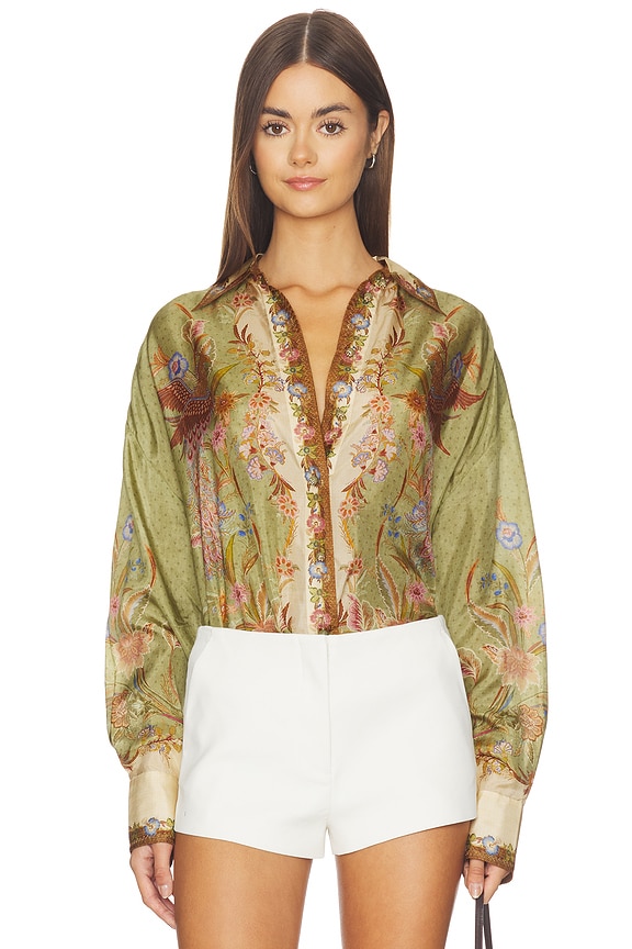 view 1 of 5 Indra Relaxed Shirt in Khaki Scarf Floral